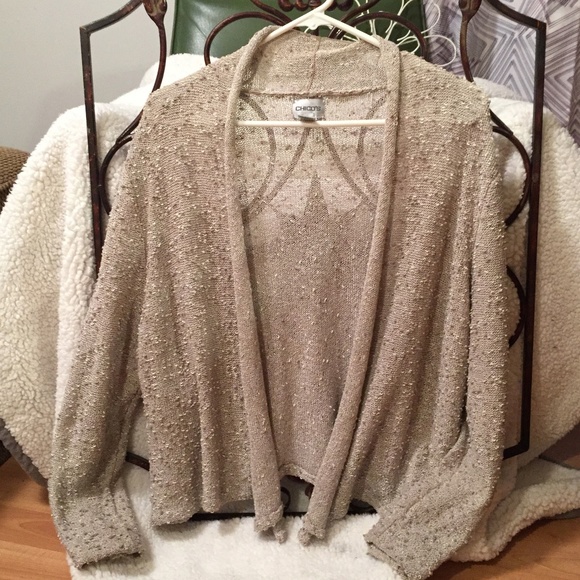 Chico's Sweaters - Chico's Beige Open Cardigan Sweater. Size 2